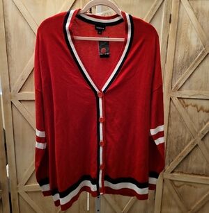 Cotton blend drop shoulder cardigan